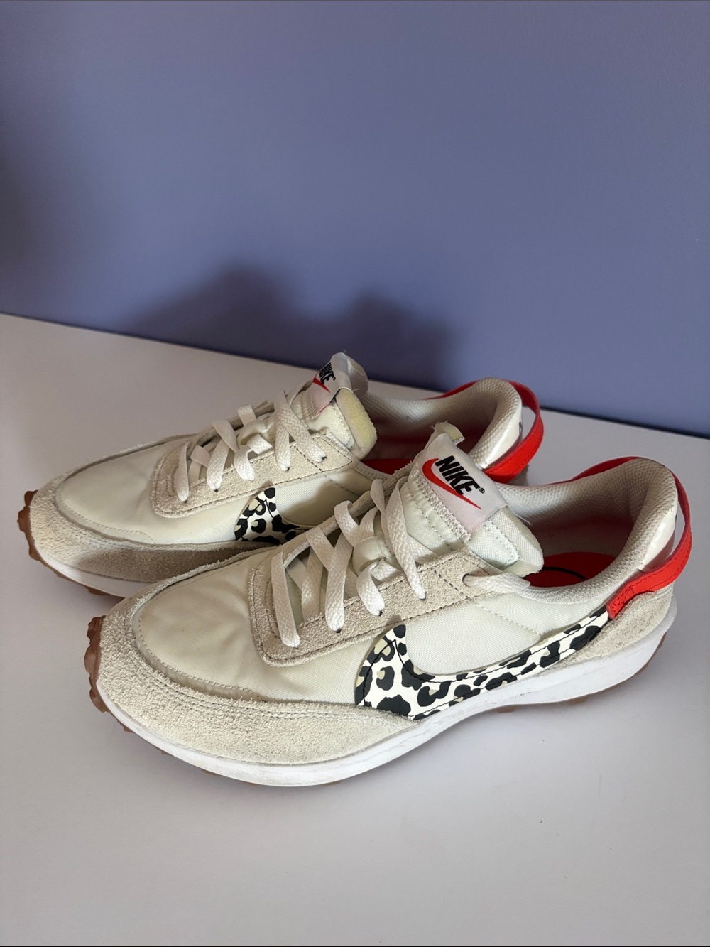 Nike Waffle Debut White Leopard Sneakers